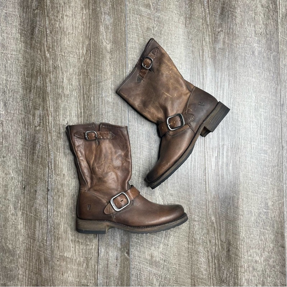Frye Brown Leather Veronica Short Boots Size 6
